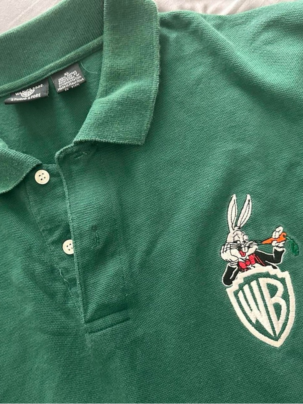 Vintage Warner Bros. Bugs Bunny short sleeve green polo men’s XL 1995 WB